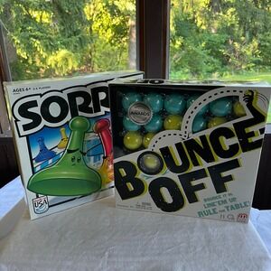 Sorry! Board Game and Mattel Bounce-Off Game Bundle Hasbro Complete Family Night